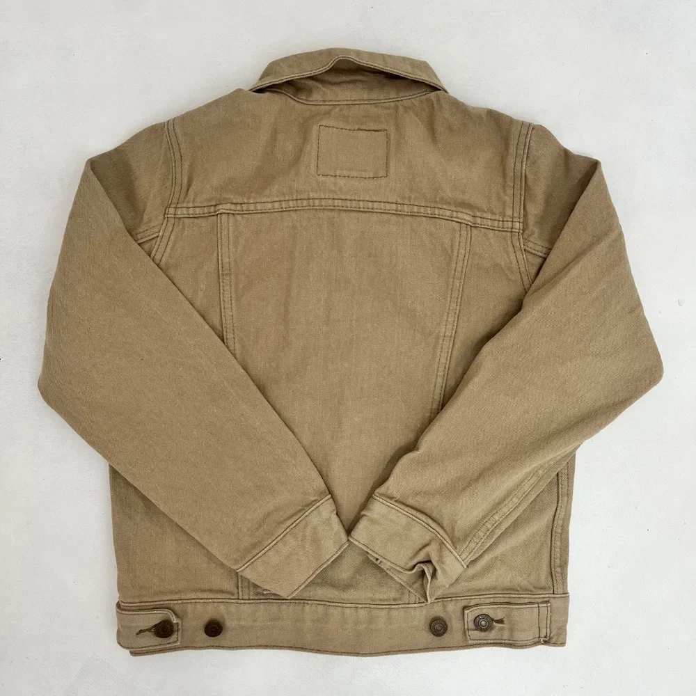 Levi Strauss‎ Co. Boys Size M Trucker Jacket Beige Denim Flap Pockets NWOT